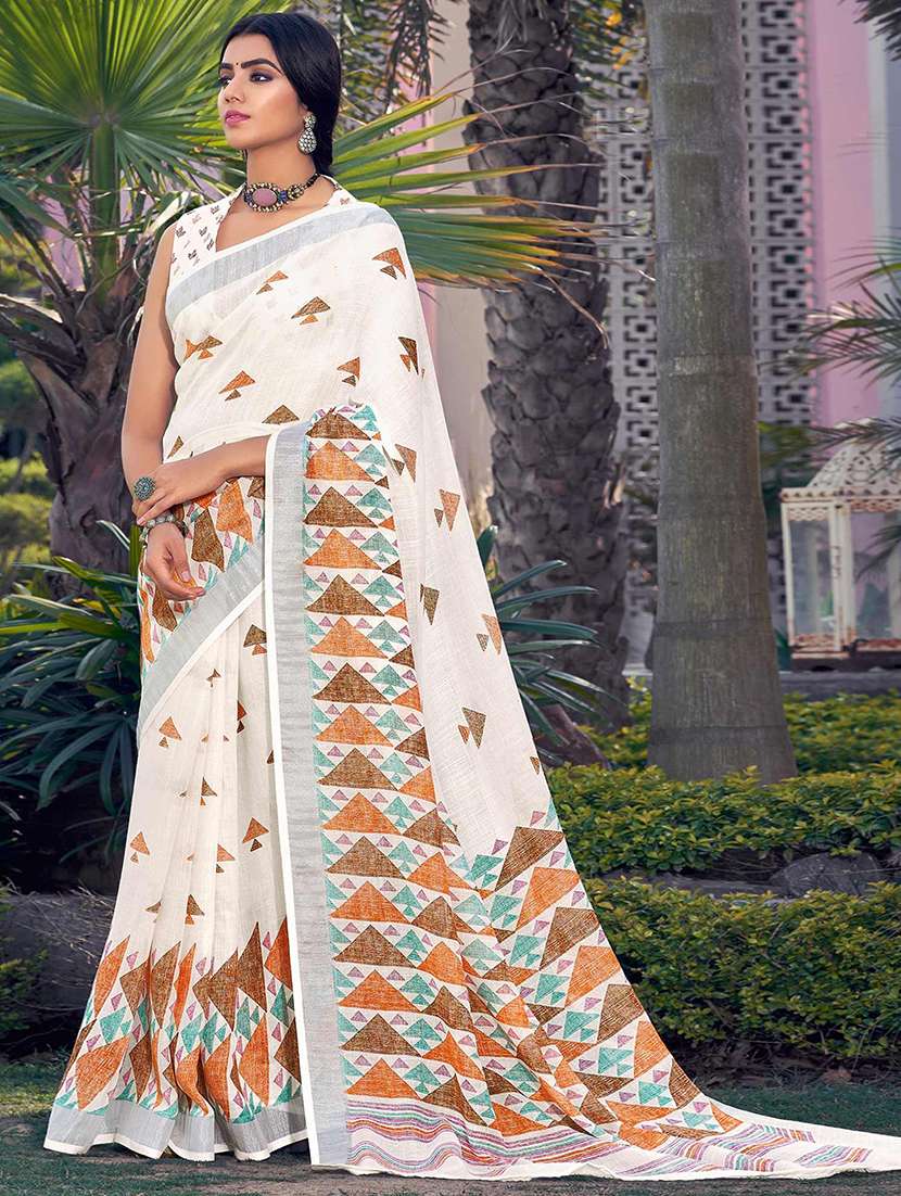 women printed casual wear saree with blouse