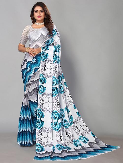 women grey printed saree with blouse - 21722947 - Standard Image - 0