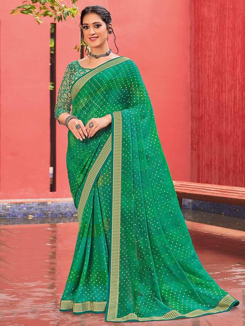 women printed lace bordered saree with blouse - 21722975 - Standard Image - 0