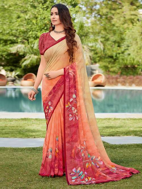 women printed bordered saree with blouse - 21722985 -  Standard Image - 0