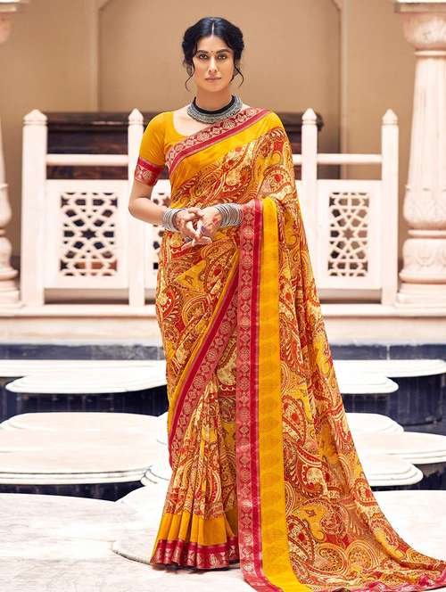 women printed bordered saree with blouse - 21723122 -  Standard Image - 0