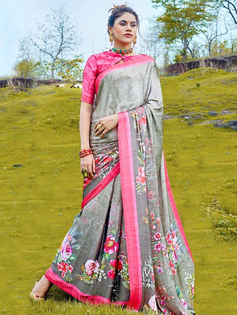 women printed bordered saree with blouse - 21723136 -  Zoom Image - 0