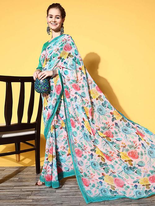 women floral printed saree with blouse - 21723234 - Standard Image - 0