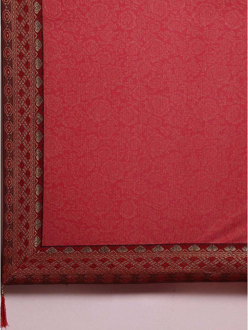 women maroon floral zari bordered saree with blouse - 21723262 -  Standard Image - 3