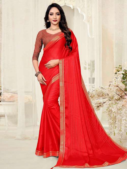 women red self design lace work saree with blouse - 21723266 -  Standard Image - 0