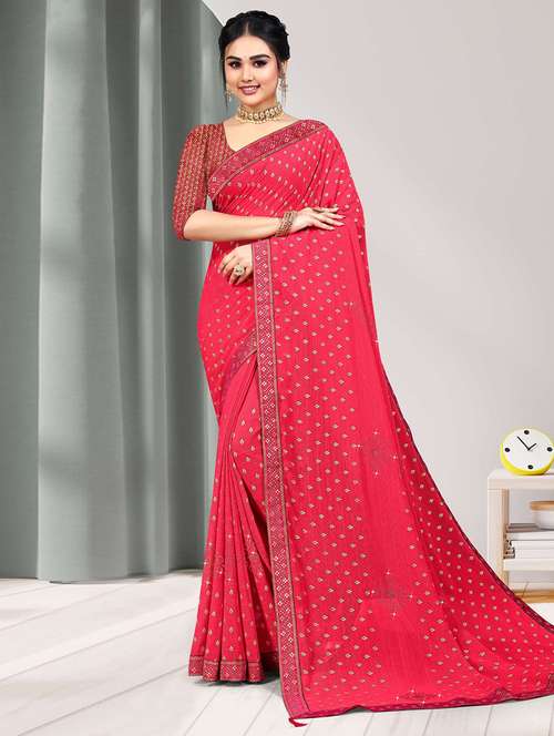 women embroidered bordered saree with blouse - 21723269 -  Standard Image - 0