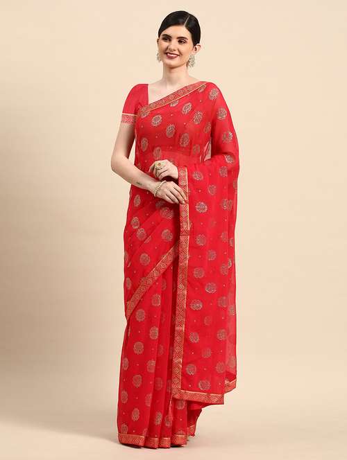 women printed bordered saree with blouse - 21723276 -  Standard Image - 0