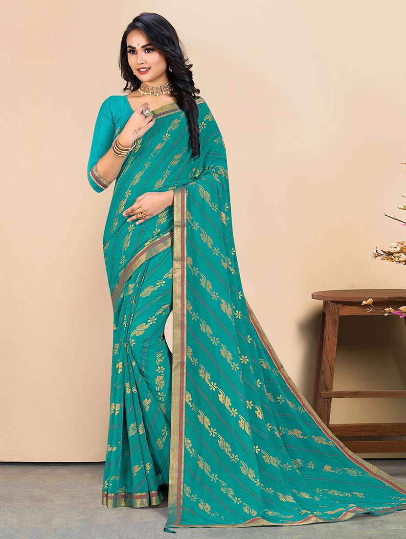 women printed casual wear saree with blouse