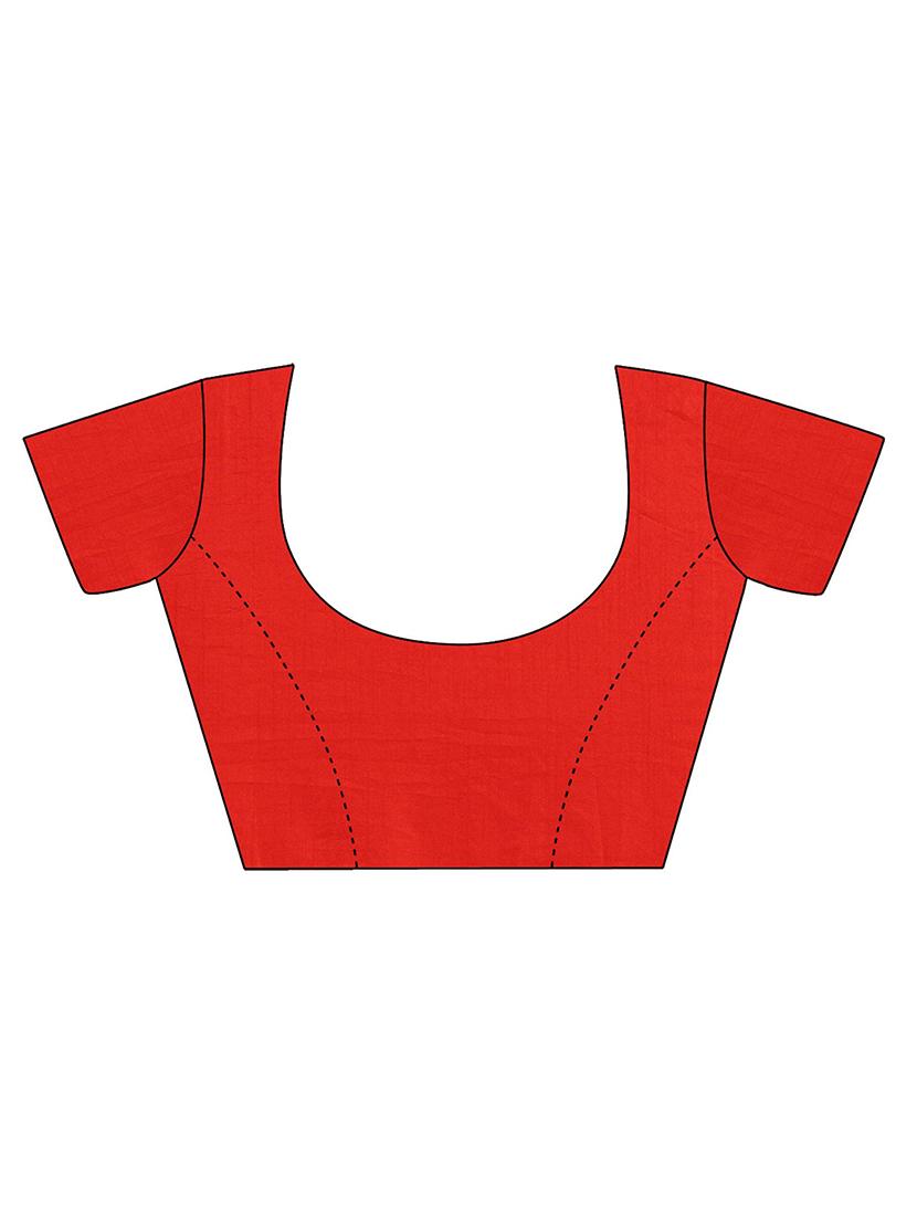 women red solid zari bordered saree with blouse - 21723494 - Standard Image - 3