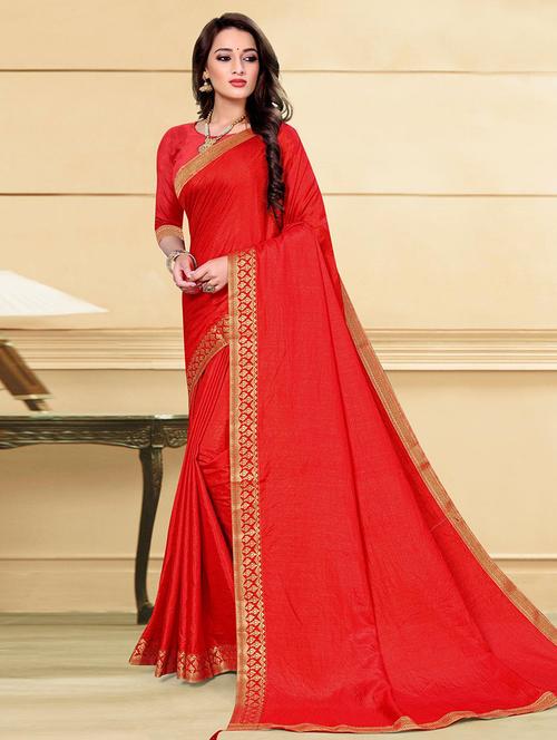 women solid with bordered saree with blouse - 21723511 -  Standard Image - 0