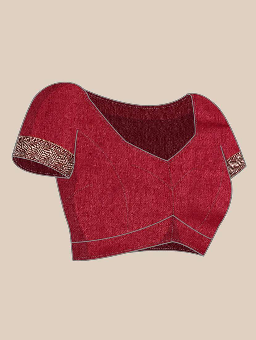 women orange solid zari bordered saree with blouse - 21723525 -  Standard Image - 3