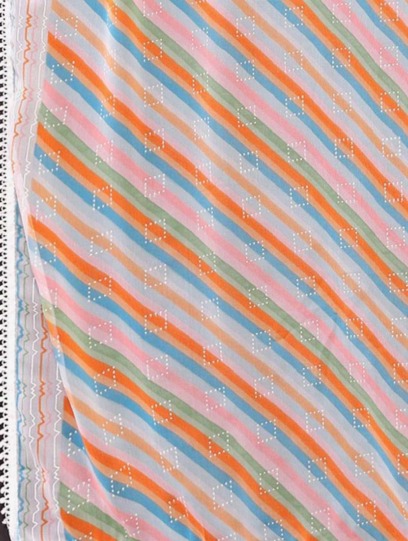 women stripes ready to wear saree with blouse - 21723639 - Standard Image - 3