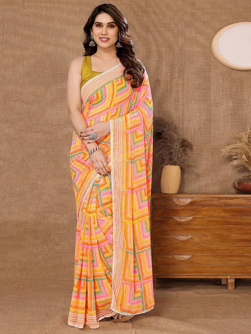 women printed ready to wear saree with blouse - 21723642 -  Zoom Image - 0