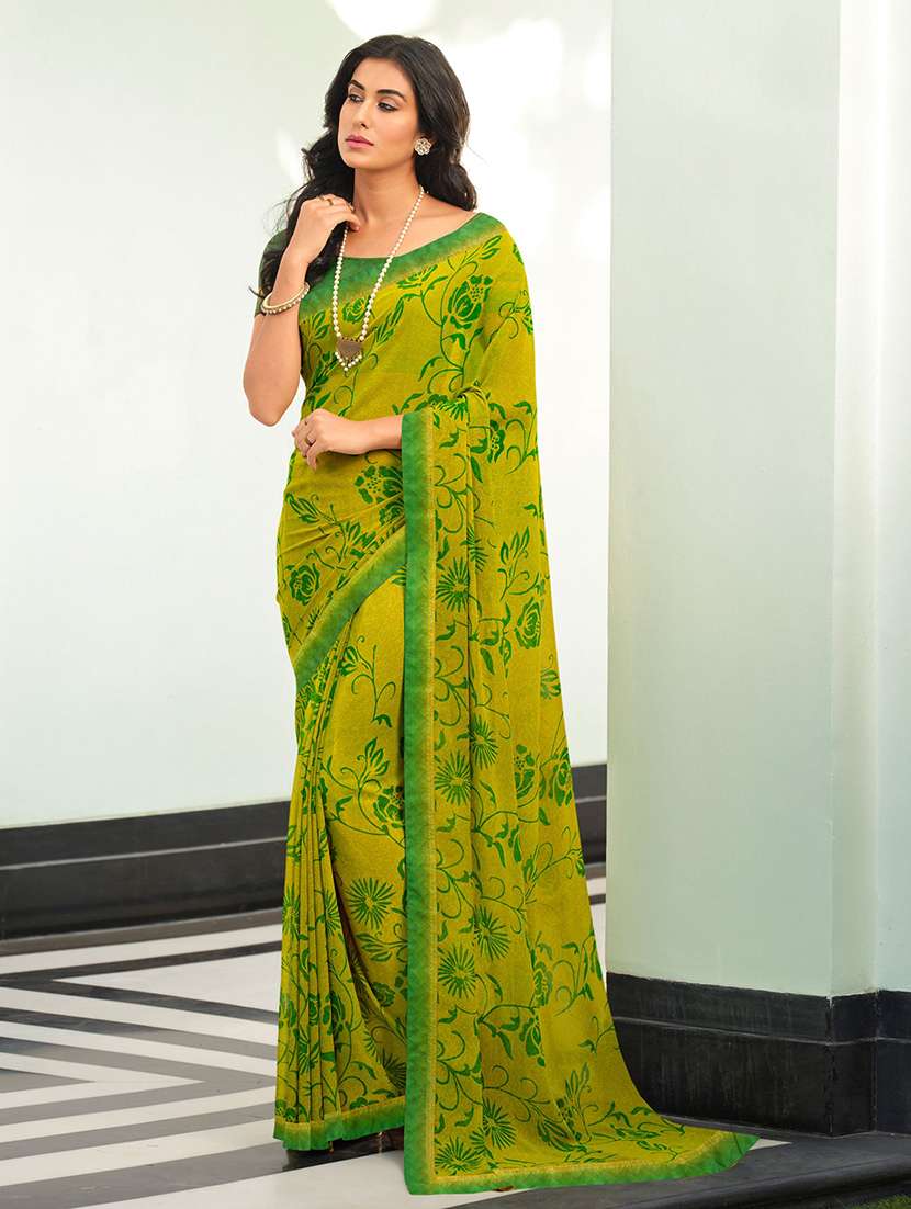 women printed casual wear saree with blouse