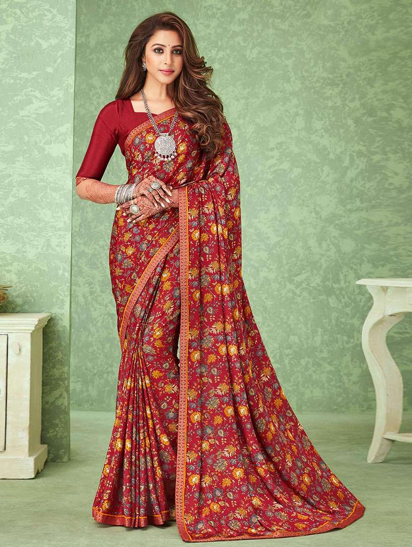 women printed casual wear saree with blouse