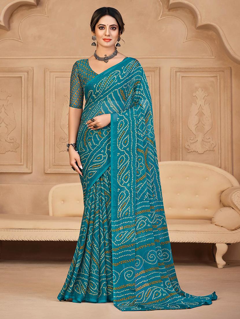women bandhani printed bordered saree with blouse - 21723785 - Zoom Image - 0