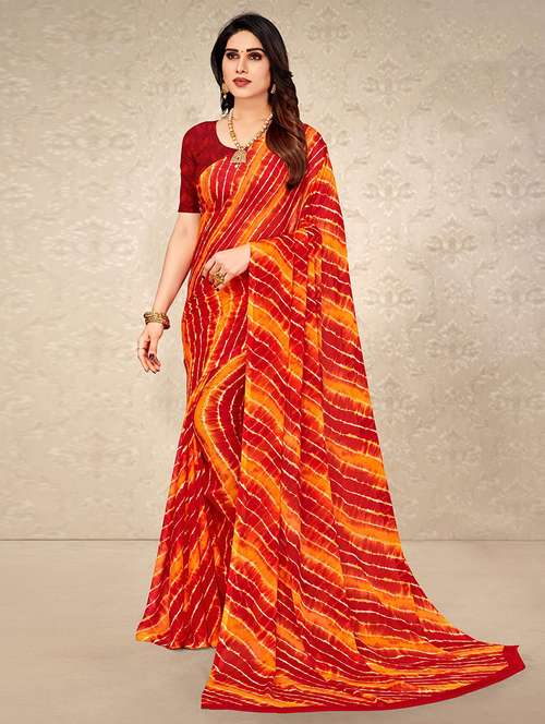 women leheriya printed bordered saree with blouse - 21723789 -  Standard Image - 0