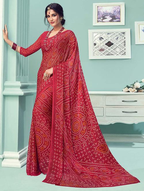 women bandhani printed bordered saree with blouse - 21723801 -  Standard Image - 0