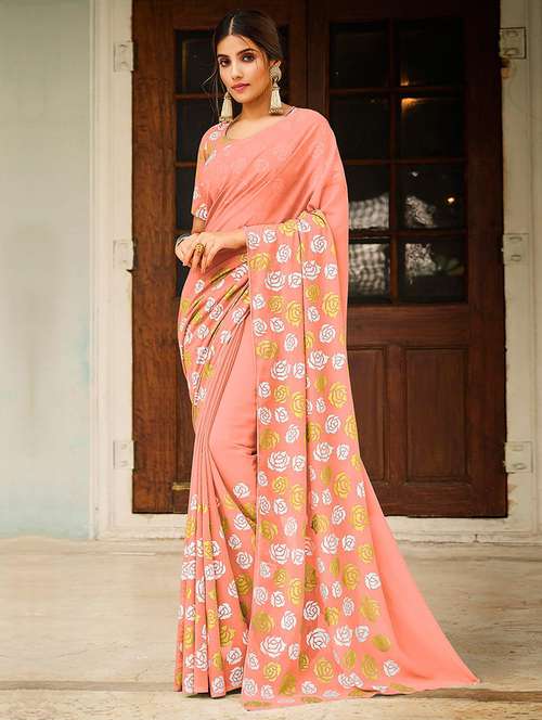 women printed casual wear saree with blouse - 21723818 -  Standard Image - 0
