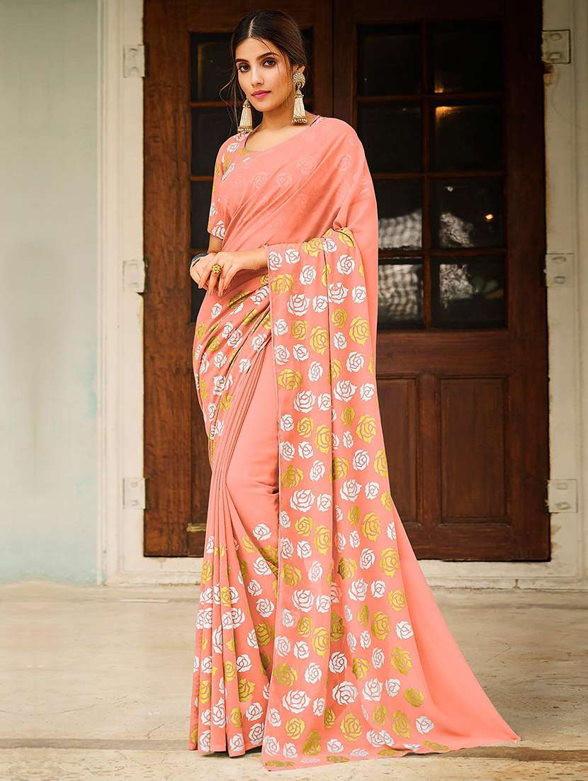 women printed casual wear saree with blouse