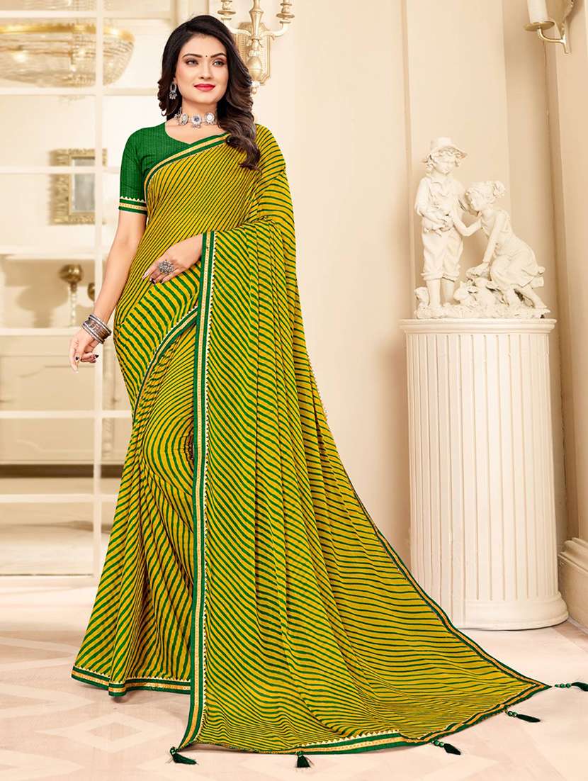 women leheriya printed bordered saree with blouse - 21723873 -  Zoom Image - 0