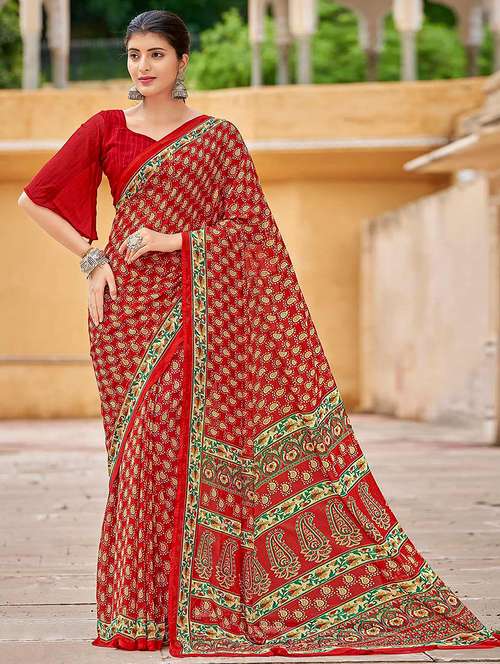 women printed bordered saree with blouse - 21723877 -  Standard Image - 0
