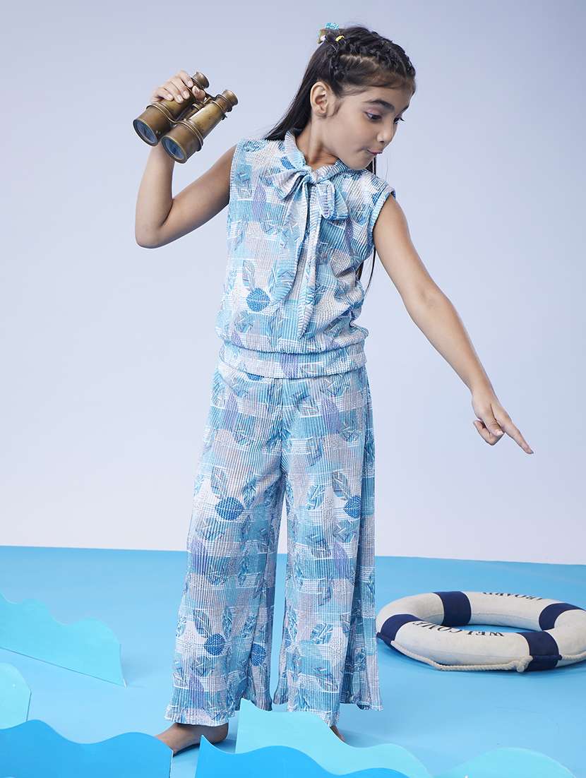 girls printed top and palazzo co-ord set