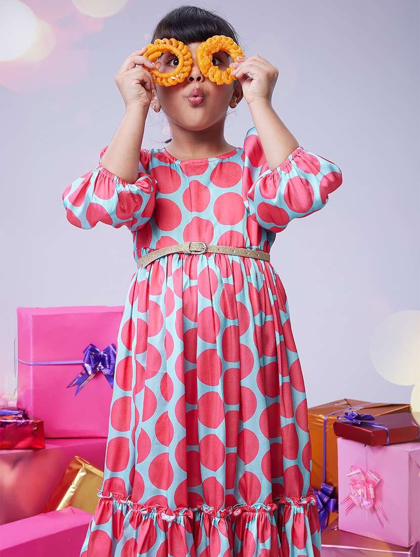 gilrs printed puff sleeves tiered dress - 21723936 -  Standard Image - 3