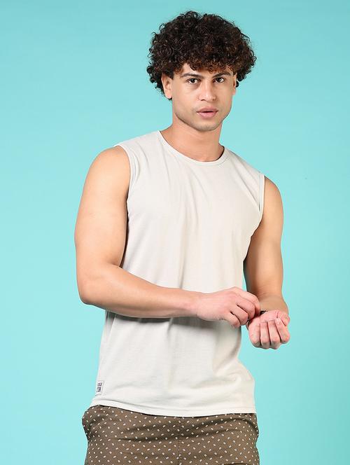 men solid sleeveless regular fit t-shirt - 21723978 -  Standard Image - 0