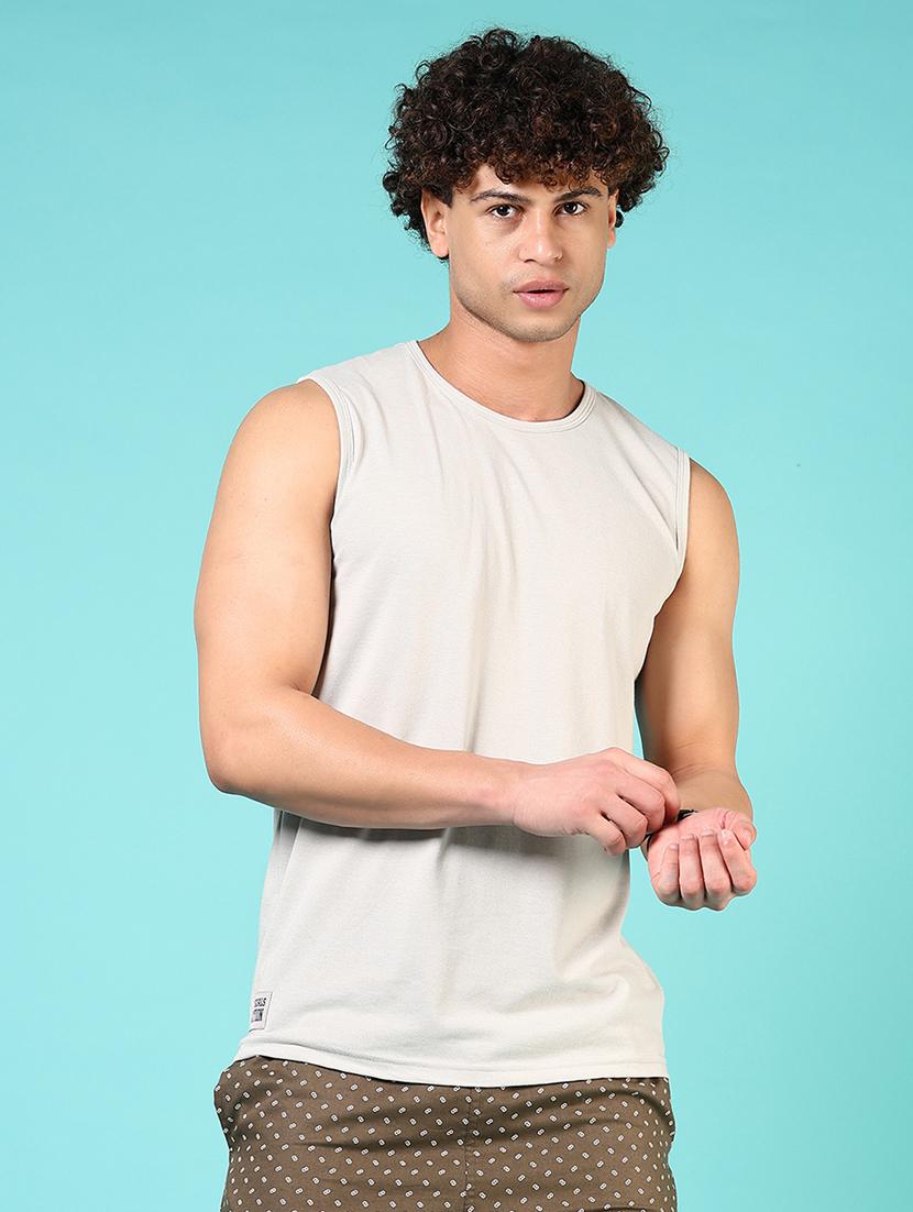 men solid sleeveless regular fit t-shirt - 21723978 -  Zoom Image - 0