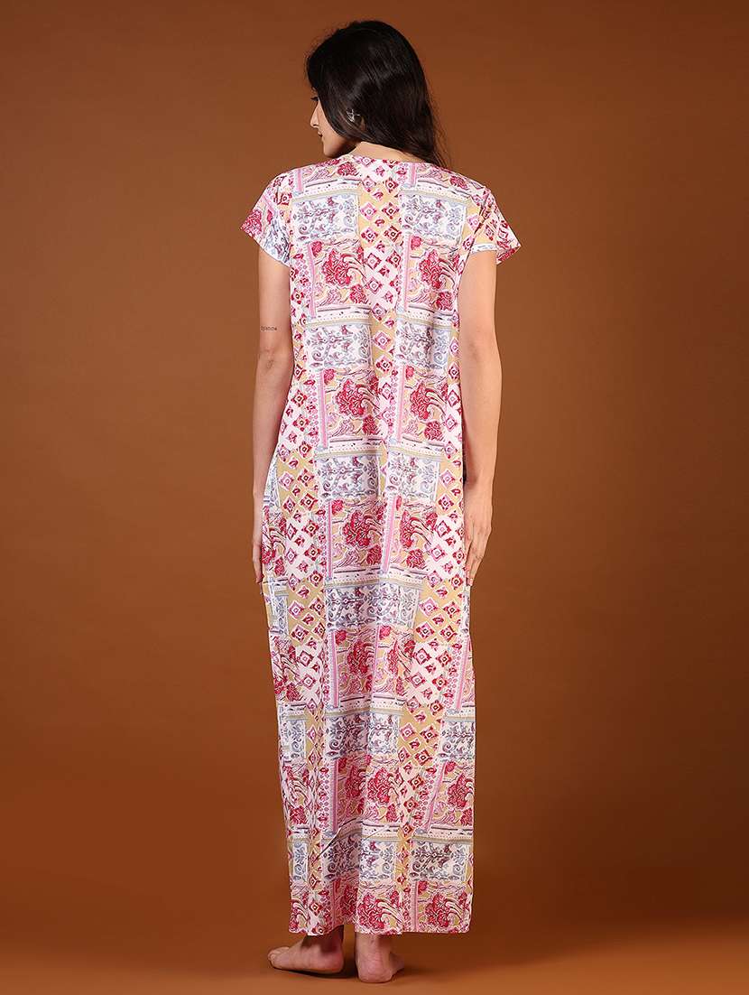women printed short sleeve nighty - 21723991 -  Standard Image - 3