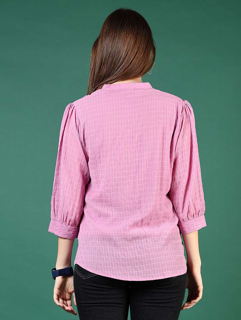 women lavender solid puff sleeve a-line top - 21724048 -  Standard Image - 3