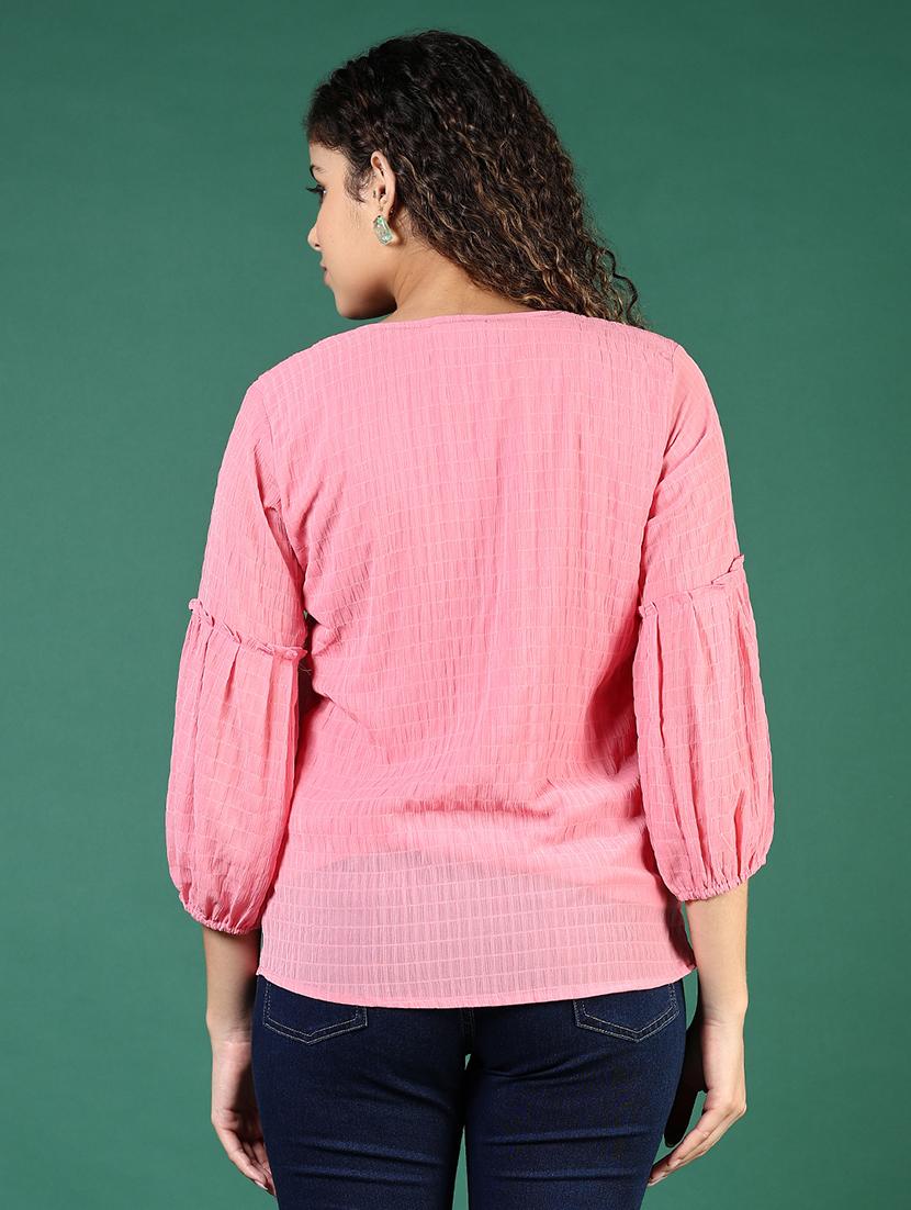 women solid puff sleeve regular top - 21724049 - Standard Image - 3