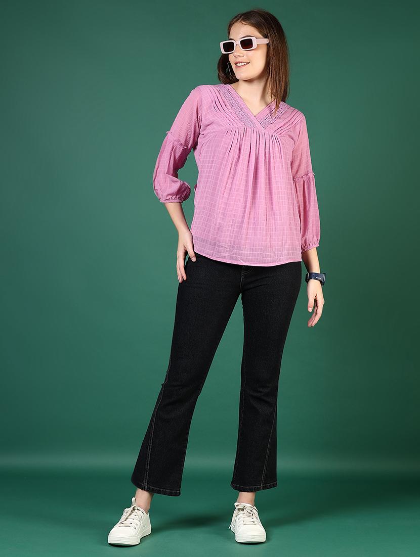 purple cotton regular top - 21724050 - Standard Image - 5