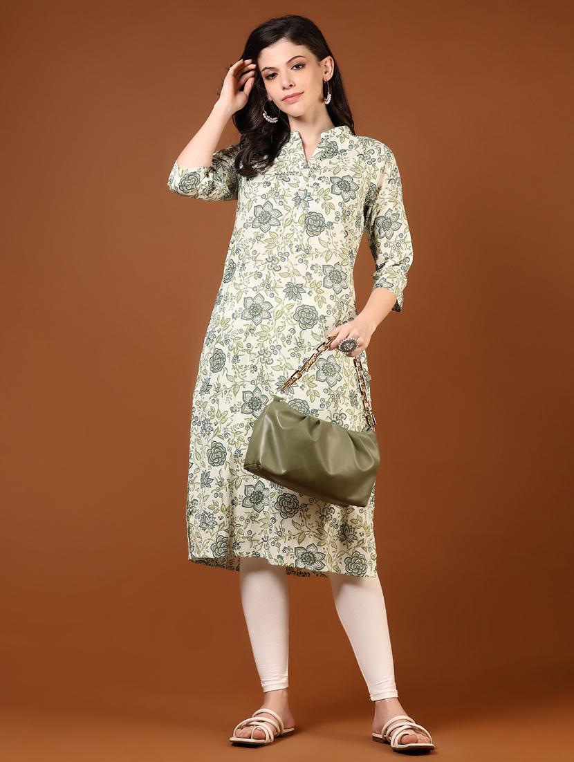 women three quarter sleeve straight kurta - 21724051 - Standard Image - 3