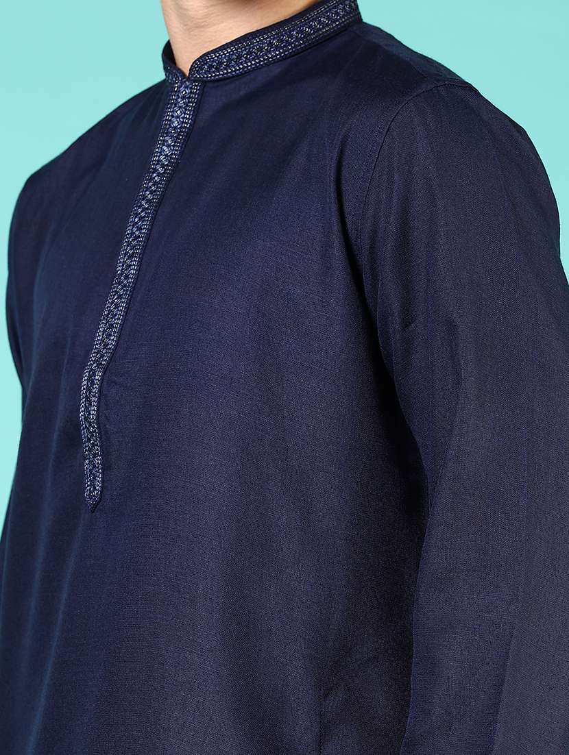 men solid mandarin neck long kurta - 21724094 -  Standard Image - 5