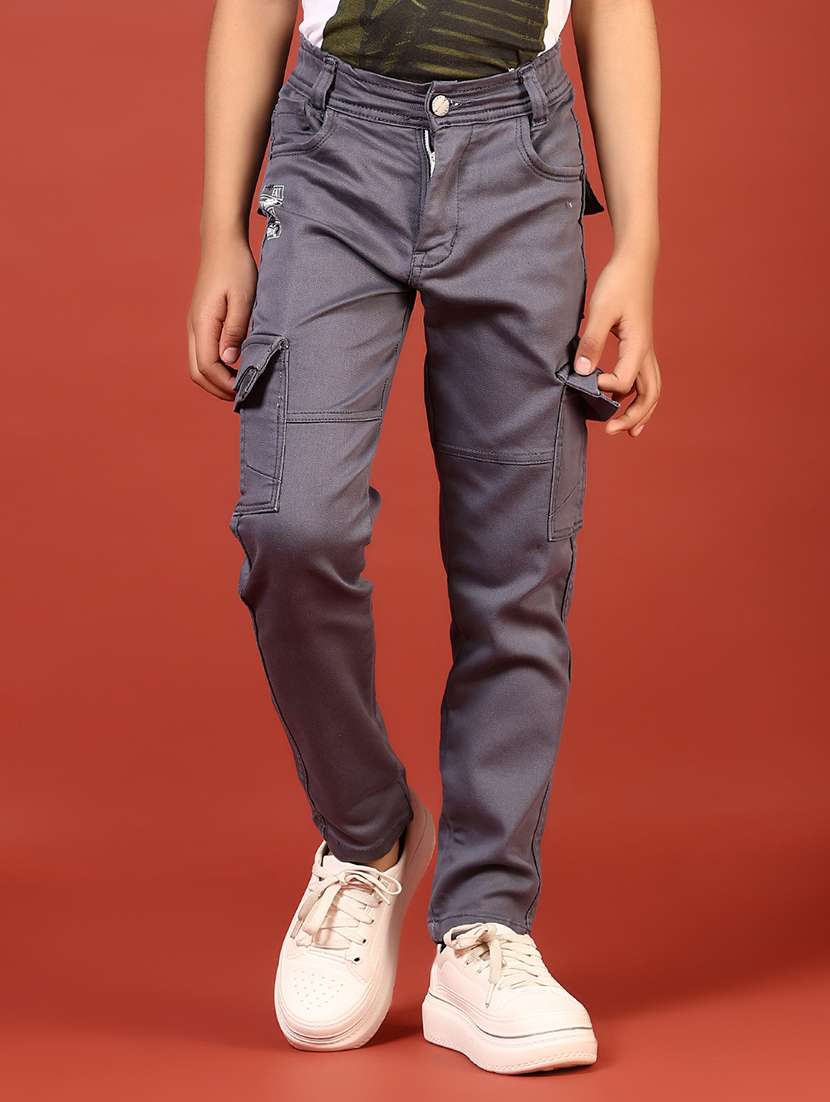 boys solid mid rise cargo