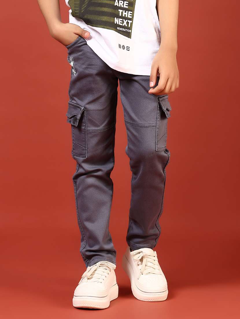 boys solid mid rise cargo - 21724152 -  Standard Image - 3