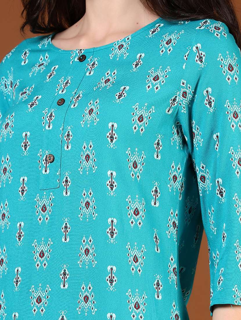 women three quarter sleeve straight kurta - 21724157 -  Standard Image - 5