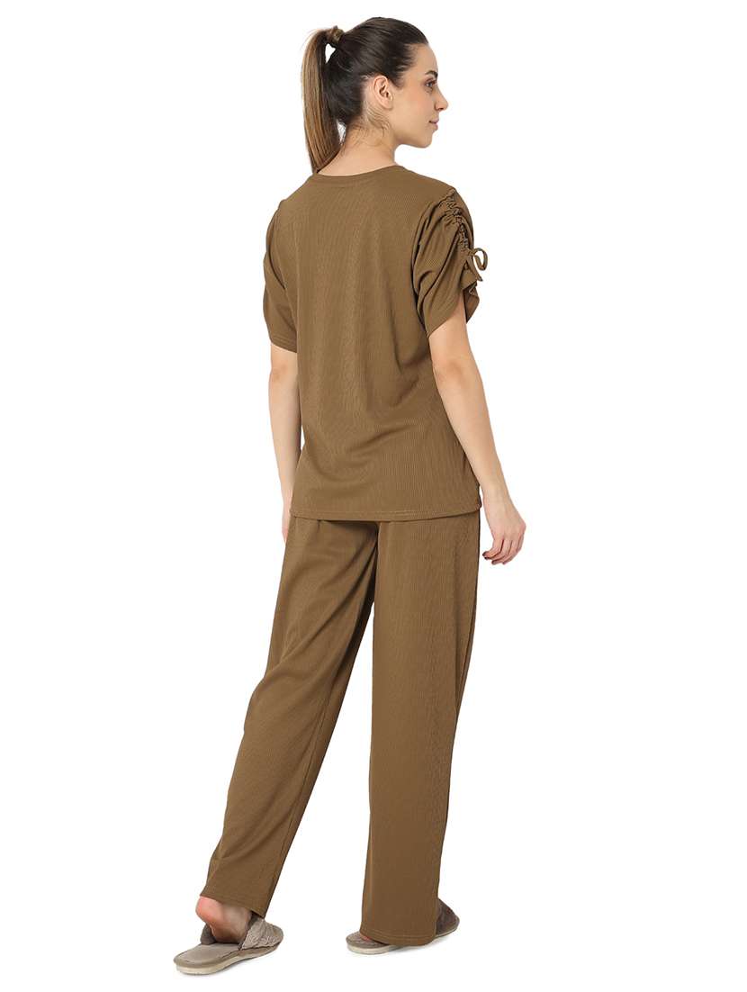 women solid nightwear pyjama set - 21724233 - Standard Image - 3