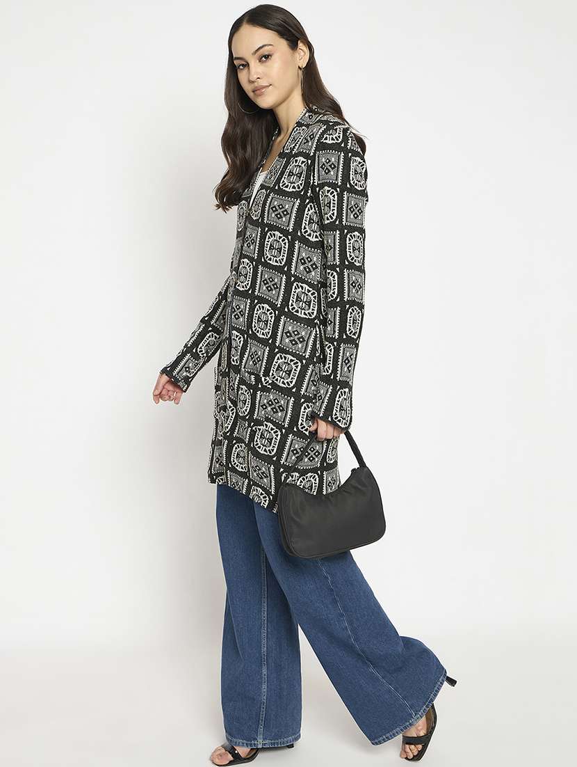 women self designed long sleeves cardigan - 21724247 - Standard Image - 3