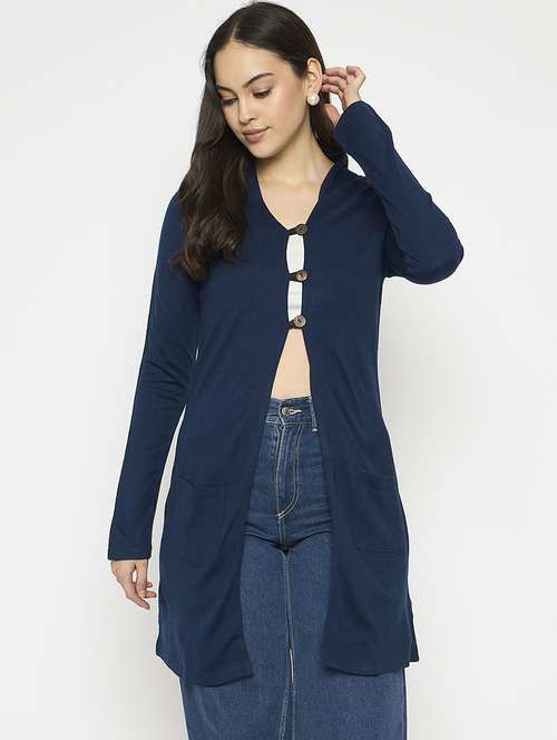 women solid long sleeves cardigan - 21724248 - Standard Image - 0