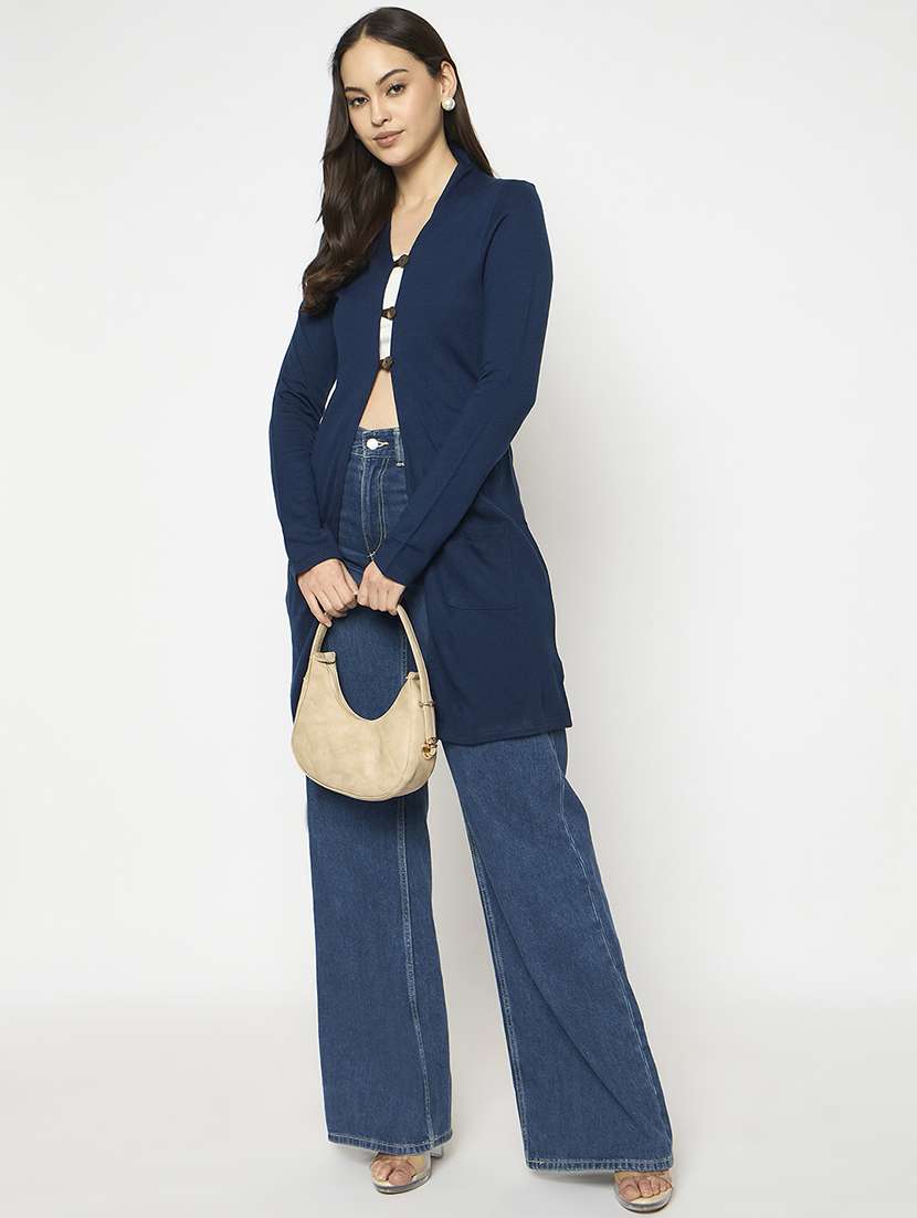 women solid long sleeves cardigan - 21724248 - Standard Image - 3