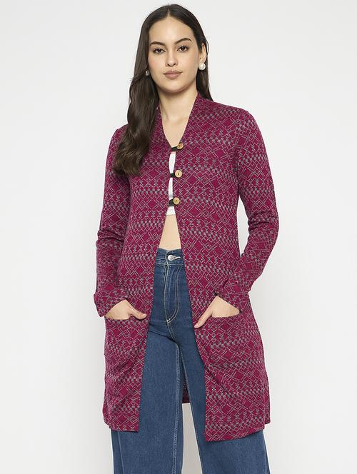 women self designed long sleeves cardigan - 21724249 -  Standard Image - 0