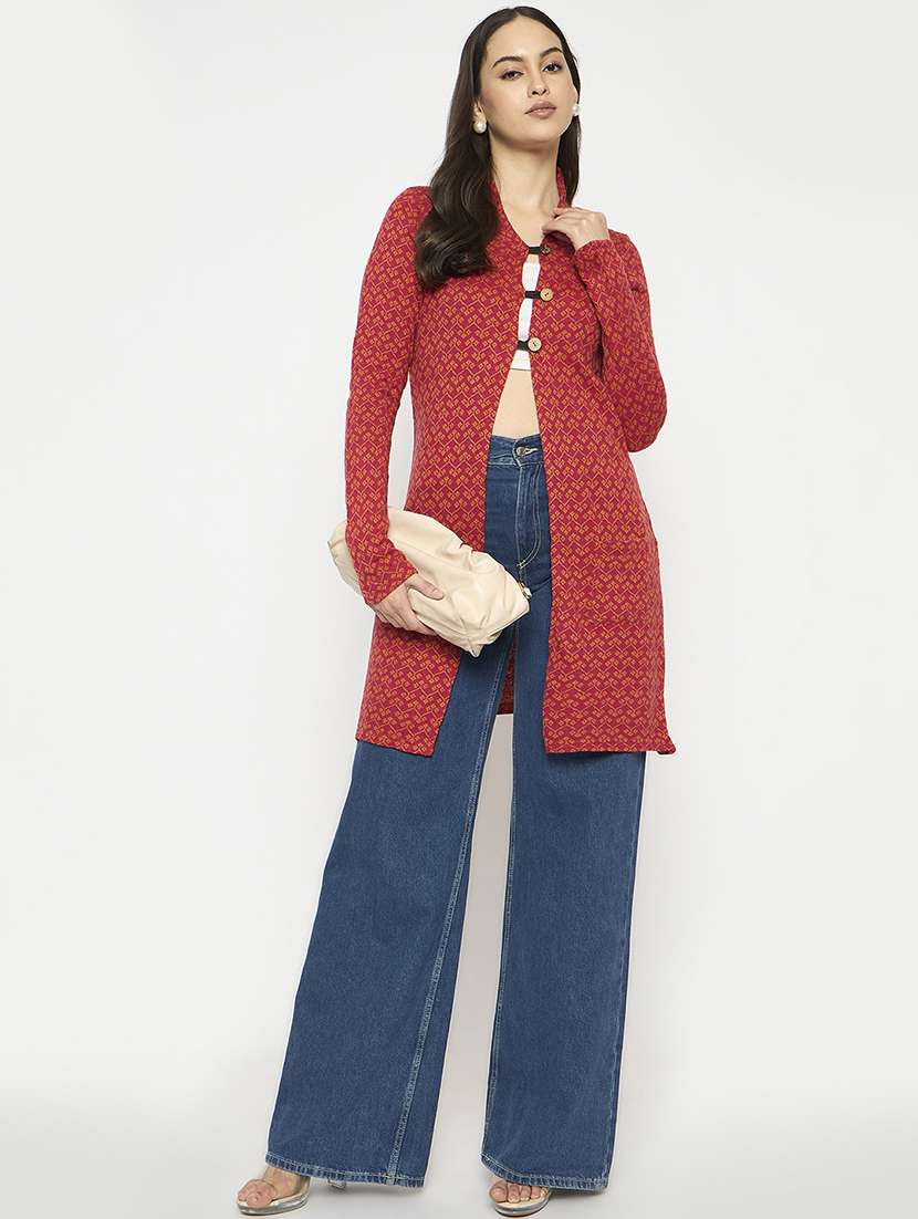 women self designed long sleeves cardigan - 21724250 -  Standard Image - 3