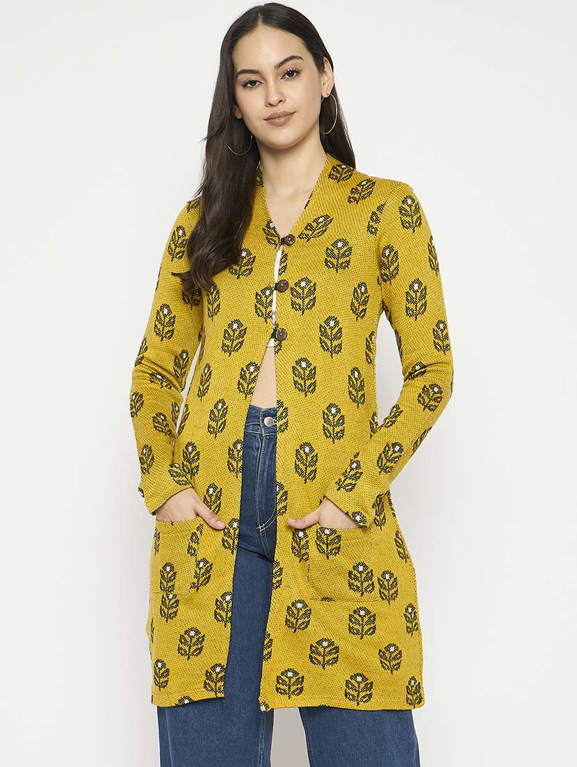 women self designed long sleeves cardigan