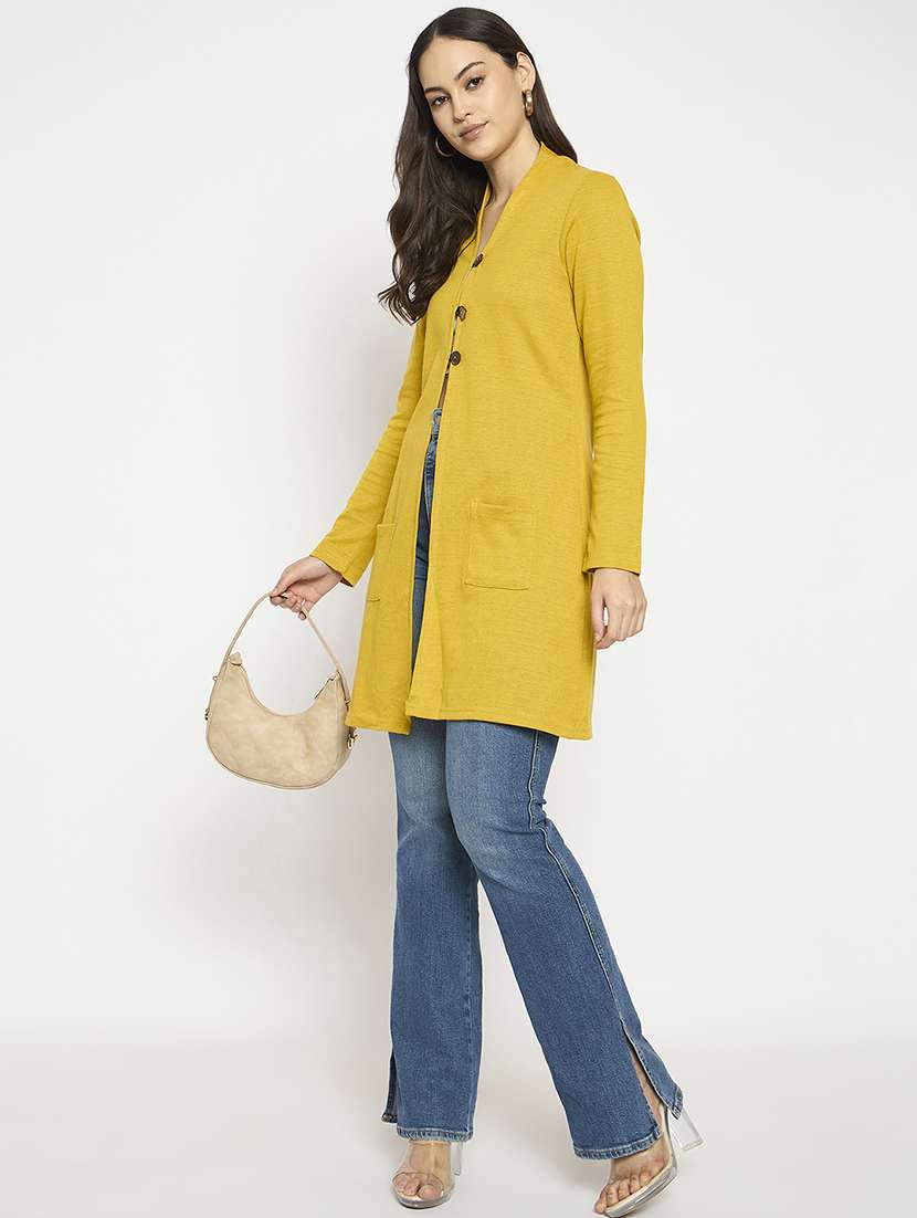 women solid long sleeves cardigan - 21724252 -  Standard Image - 3