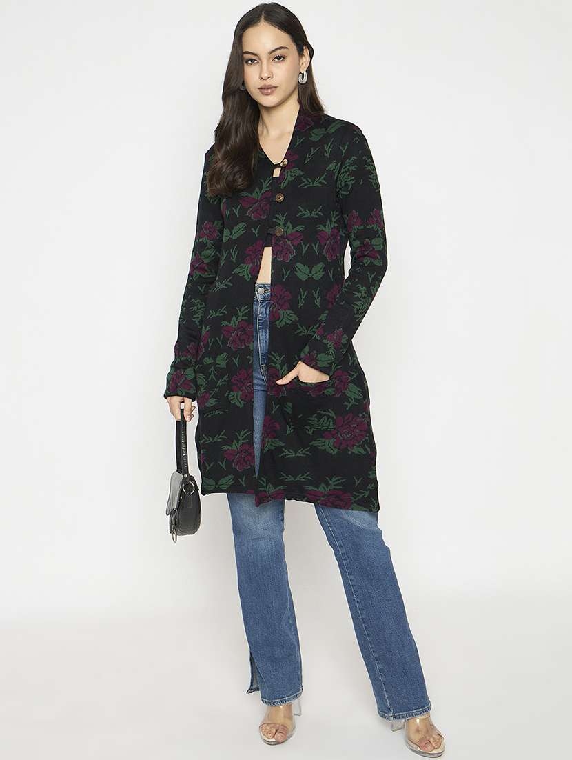 women self designed long sleeves cardigan - 21724253 - Standard Image - 3