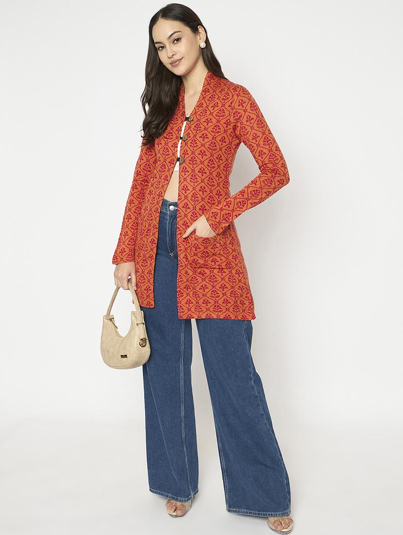 women self designed long sleeves cardigan - 21724254 - Standard Image - 3