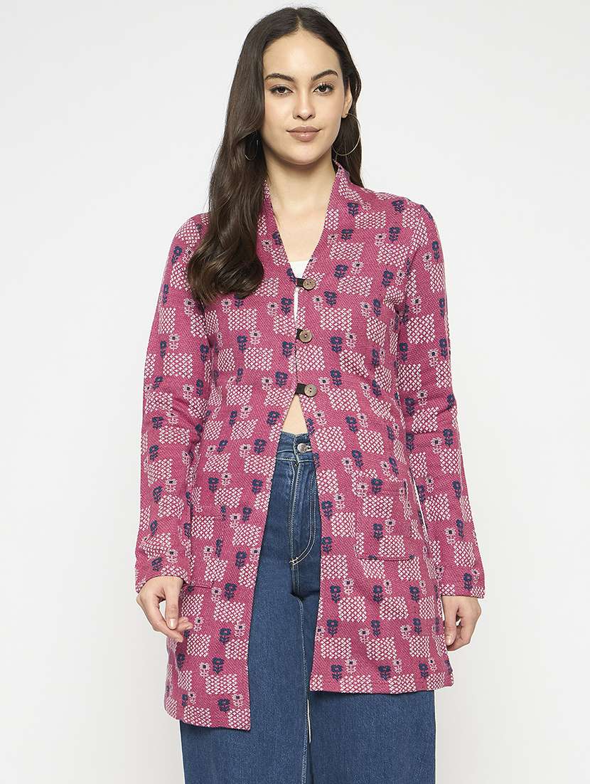 women long sleeves self design cardigan